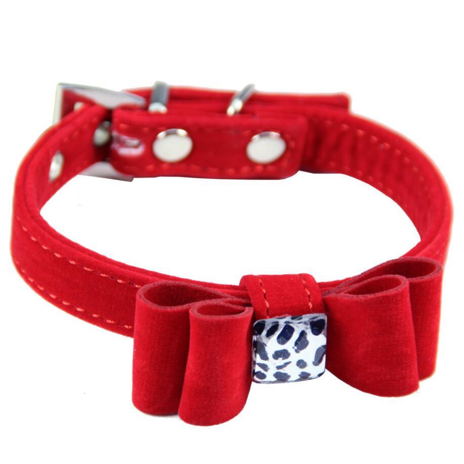 Flocking cloth material bow style dog collar