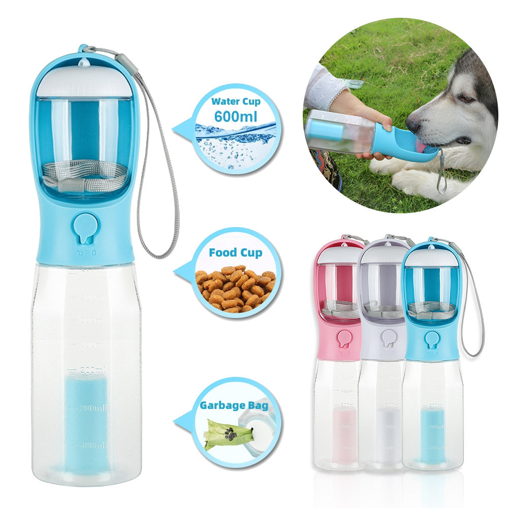 Cat Dog Water Bottle Food Feeder Drinker Poop Dispenser