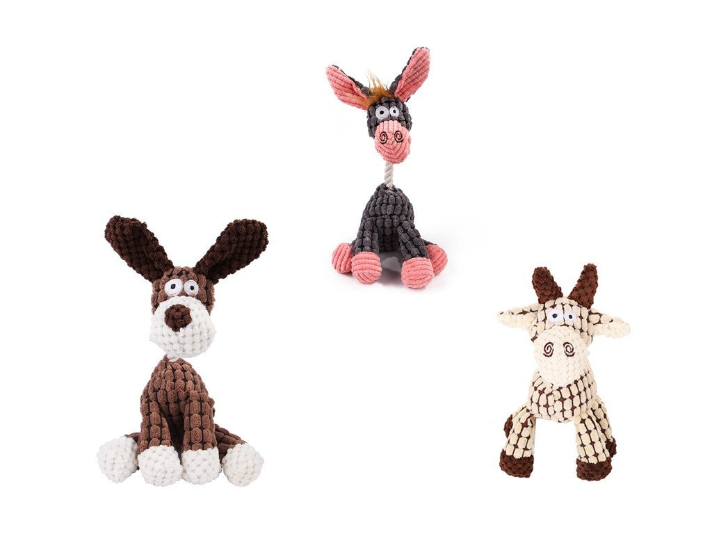 Pet Toy Donkey Shape Corduroy Chew Toy For Dogs